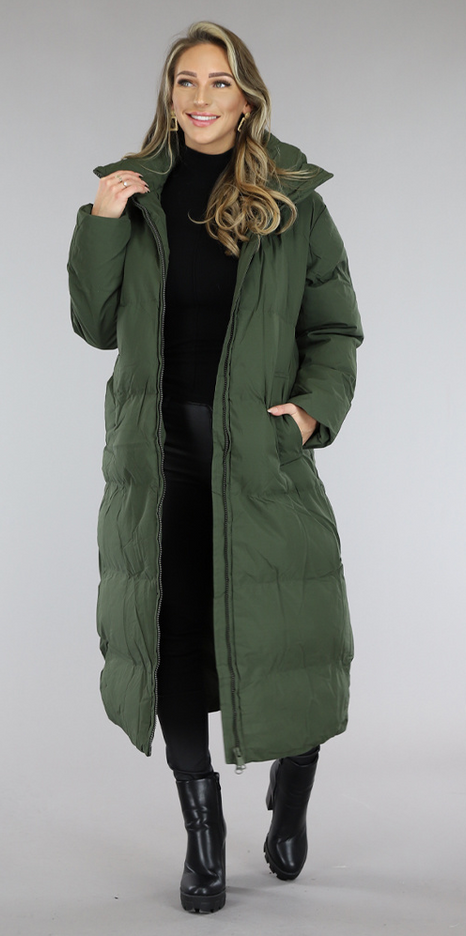 SALE85 Legergroene Gevoerde Winterjas