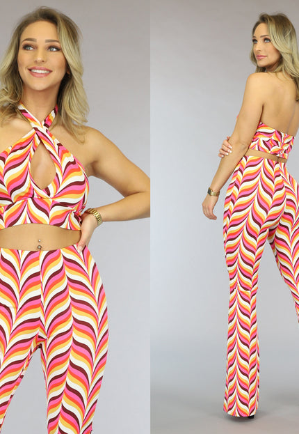 SALE85 Oranje Gekruist Retro Crop Topje