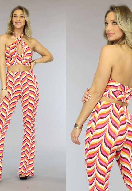 SALE85 Oranje Gekruist Retro Crop Topje