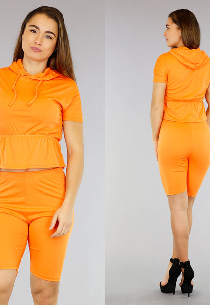 SALE85 Oranje Two Piece met Biker Short