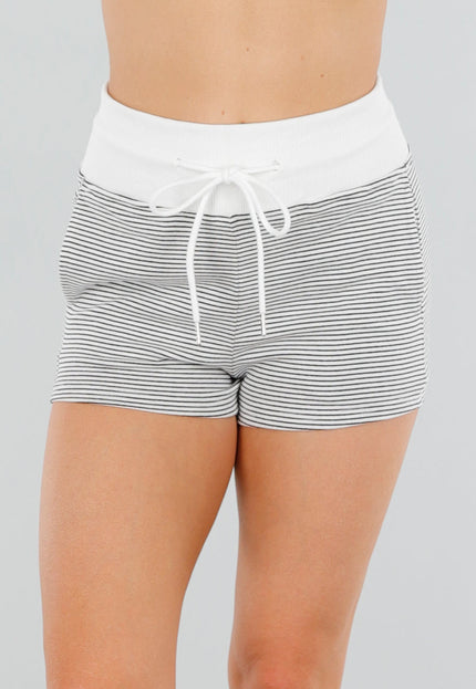 SALE85 Witte High Waist Short met Strepen