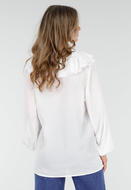 SALE85 Witte Ruffle Blouse met Strik