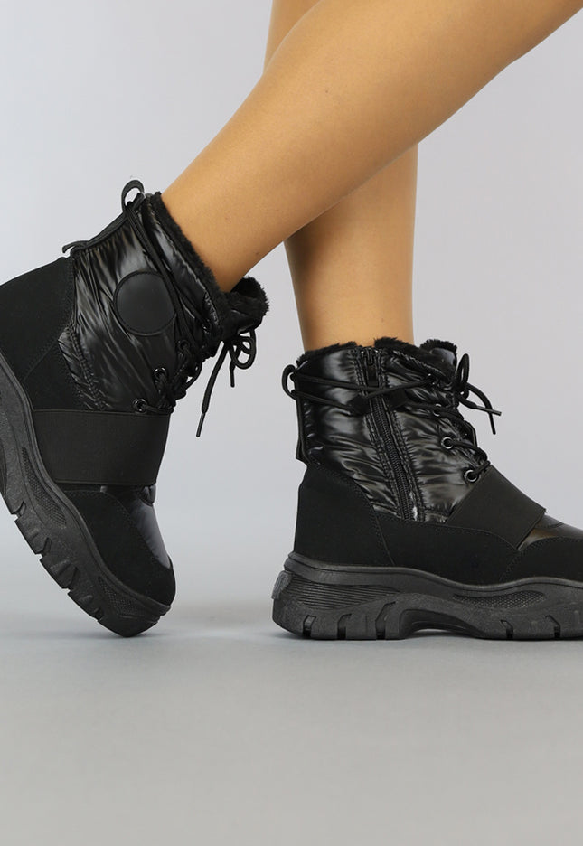 SALE85 Zwarte Snowboots met Elastische Band