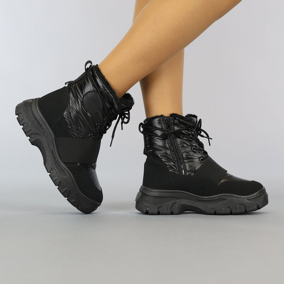 SALE85 Zwarte Snowboots met Elastische Band