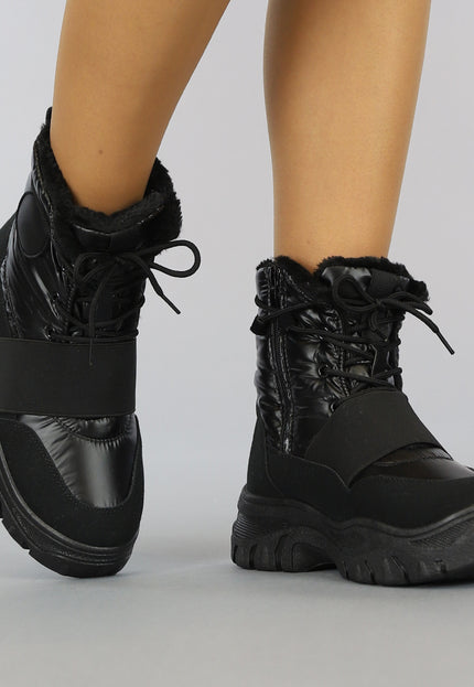 SALE85 Zwarte Snowboots met Elastische Band