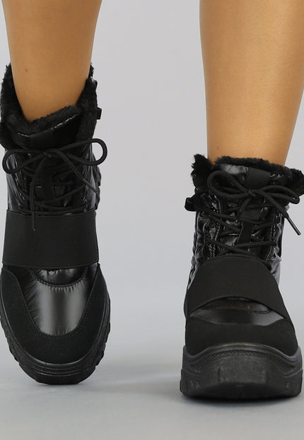 SALE85 Zwarte Snowboots met Elastische Band