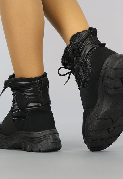 SALE85 Zwarte Snowboots met Elastische Band