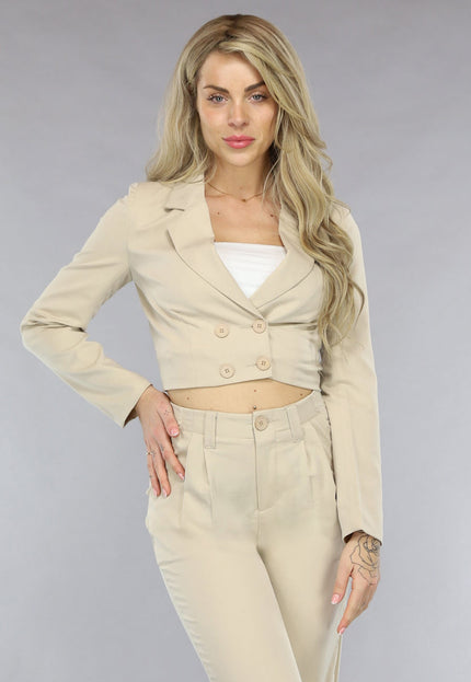 SALESELECTIE Beige 2-delig Pak met Wijde Broek