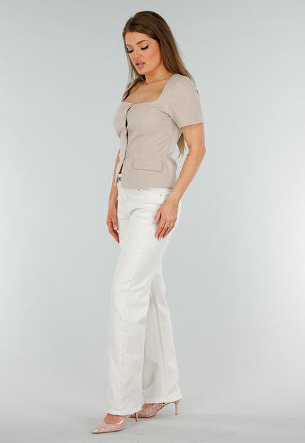 SALESELECTIE Beige  Blazer Look Top met Binnen Voering