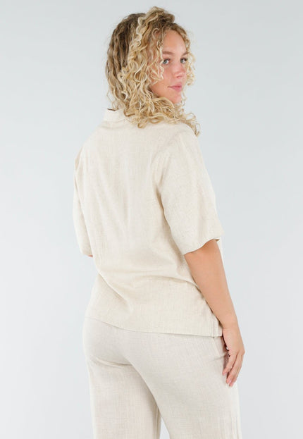SALESELECTIE Beige Linnenlook Set met Blazer Top