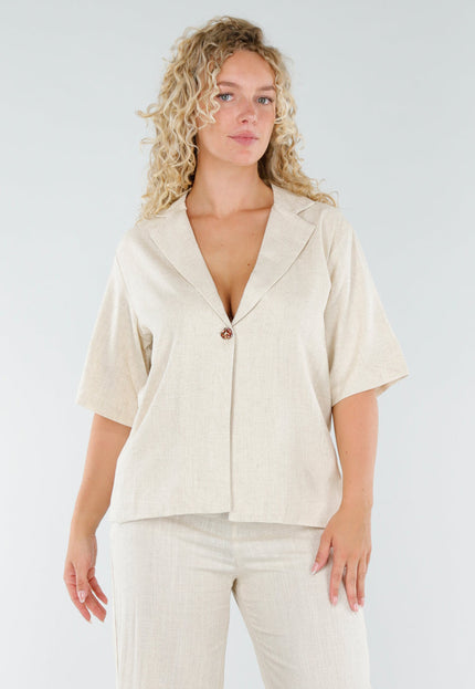 SALESELECTIE Beige Linnenlook Set met Blazer Top