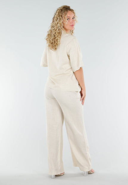 SALESELECTIE Beige Linnenlook Set met Blazer Top