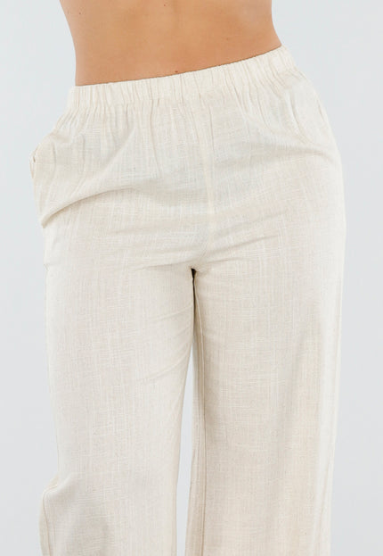 SALESELECTIE Beige Linnenlook Set met Blazer Top