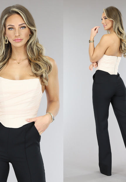 SALESELECTIE Beige Mesh Korset Top