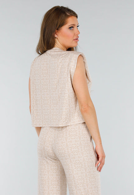 SALESELECTIE Beige Stretch Top met Schoudervulling