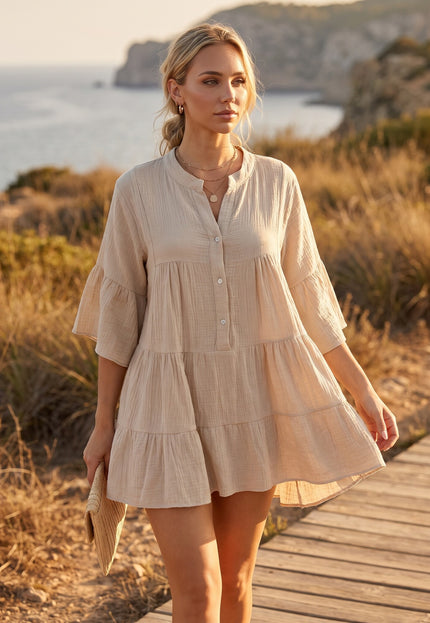 SALESELECTIE Beige Tuniekjurk met Volants