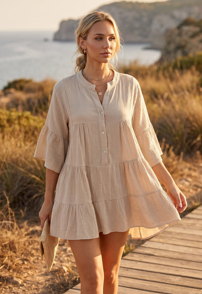 SALESELECTIE Beige Tuniekjurk met Volants