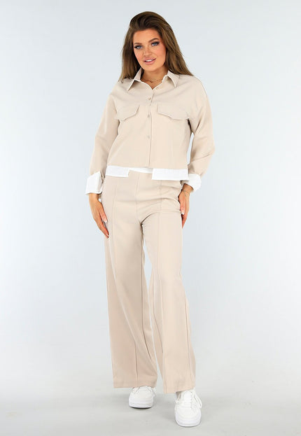 SALESELECTIE Beige Two Piece Set met Blouse Detail