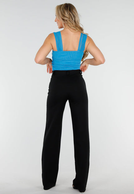 SALESELECTIE Blauwe Mesh Top met Drapé Effect