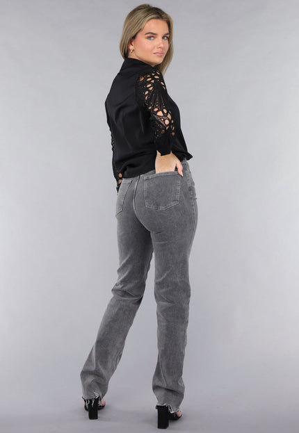 SALESELECTIE Blouse met Crochet Mouwen in Zwart