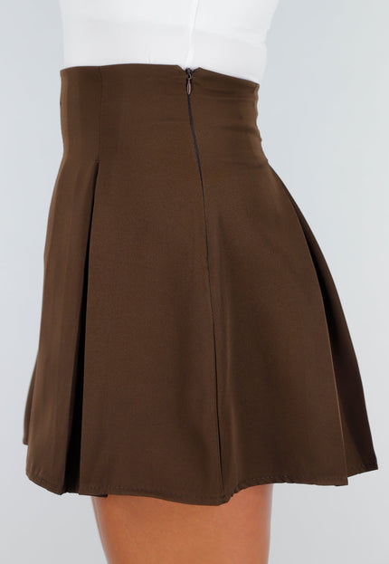 SALESELECTIE Bruine Blazer en Rok Set met Korsetdetails