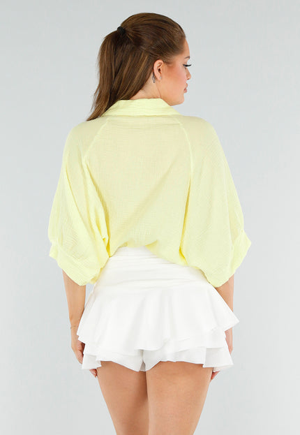 SALESELECTIE Butter Yellow Blouse met Knoopsluiting