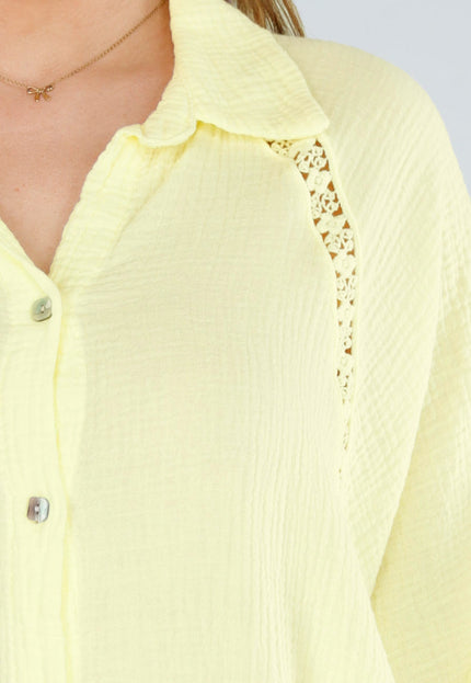 SALESELECTIE Butter Yellow Blouse met Knoopsluiting