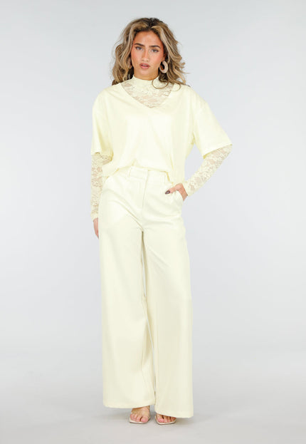 SALESELECTIE Butter Yellow V Hals T Shirt