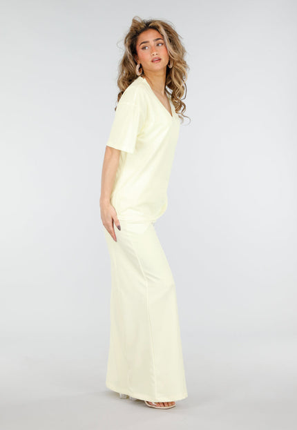 SALESELECTIE Butter Yellow V Hals T Shirt