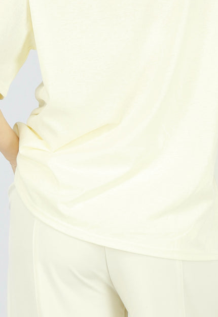SALESELECTIE Butter Yellow V Hals T Shirt