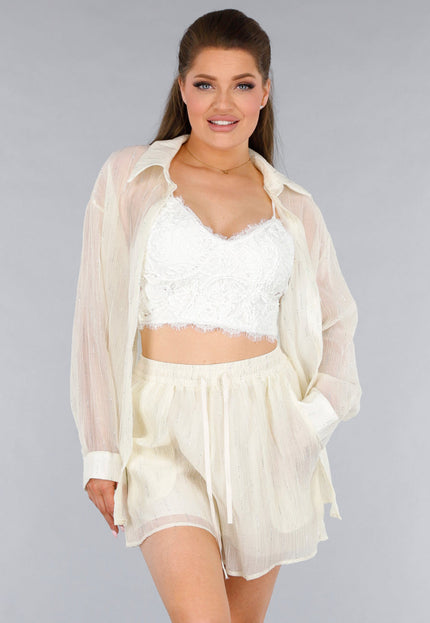 SALESELECTIE Crème 2-Delig See-Through Set
