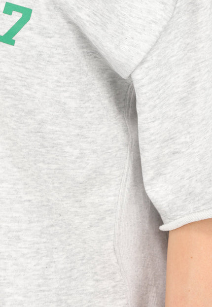 SALESELECTIE Cropped Shirt in Grijs met Groene Tekst