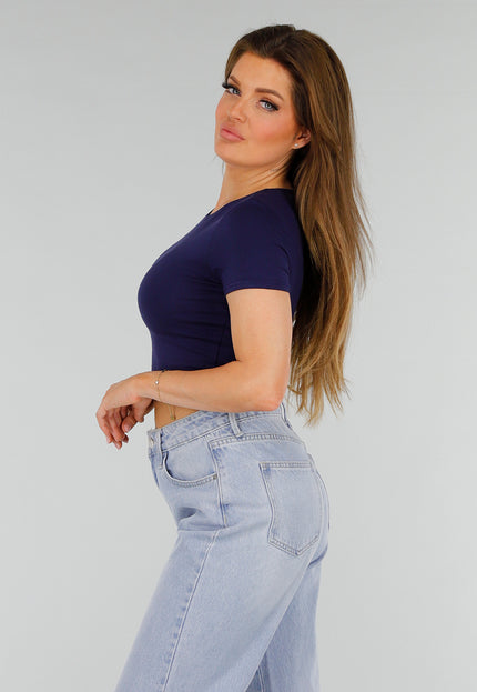 SALESELECTIE Donkerblauwe Cropped Top met Stretch