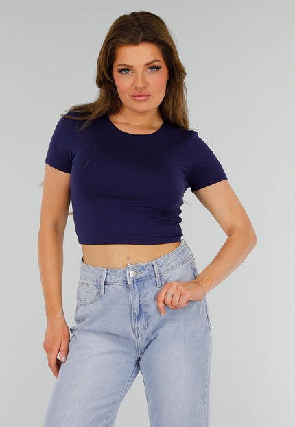 SALESELECTIE Donkerblauwe Cropped Top met Stretch