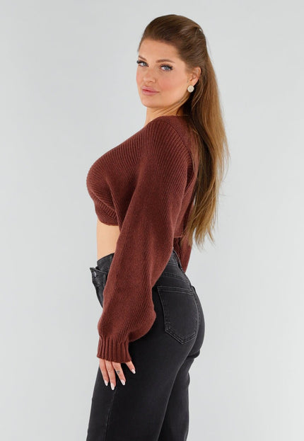 SALESELECTIE Donkerbruine Cropped Trui