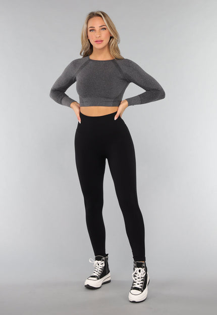 SALESELECTIE Donkergrijze Korte Longsleeve Sporttop