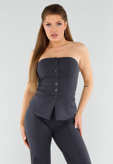 SALESELECTIE Donkergrijze Strapless Top