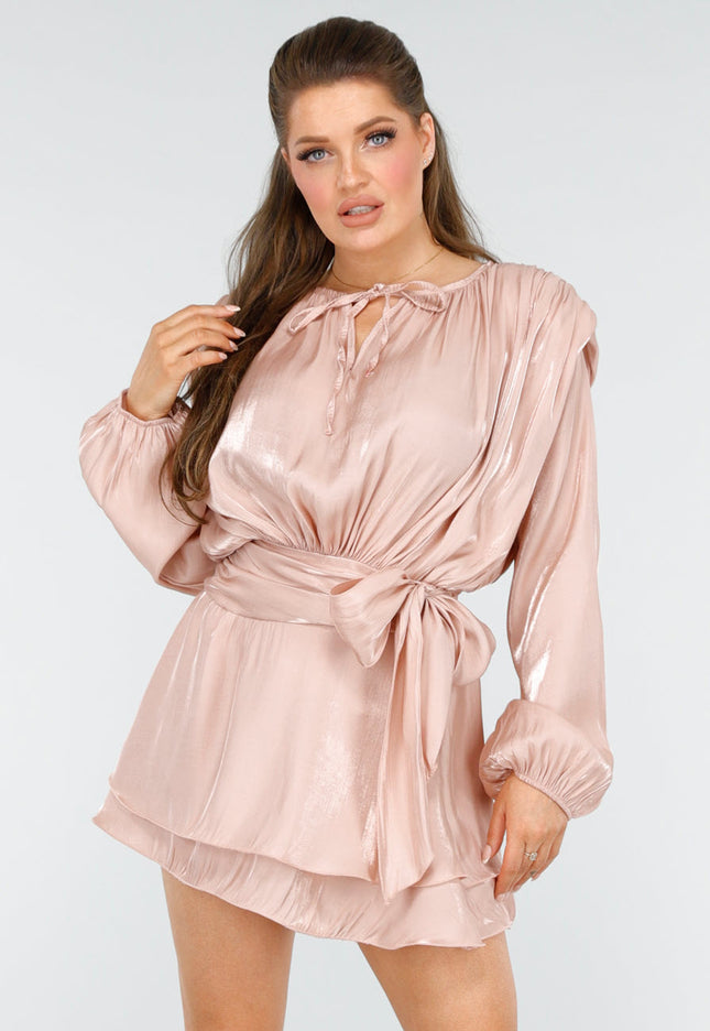 SALESELECTIE Elegante Roze Jurk met Strik
