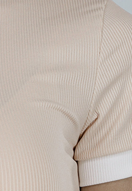SALESELECTIE Geribde Beige Set met Stretch