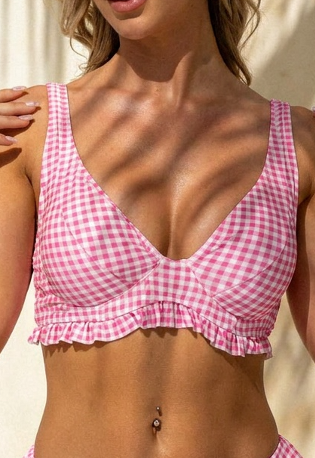 SALESELECTIE Geruite Bikinitop Roze