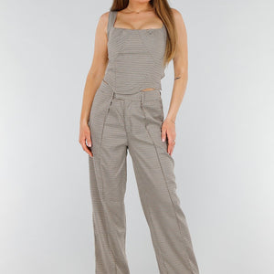 SALESELECTIE Geruite Stretch Set met Korsettop en Broek