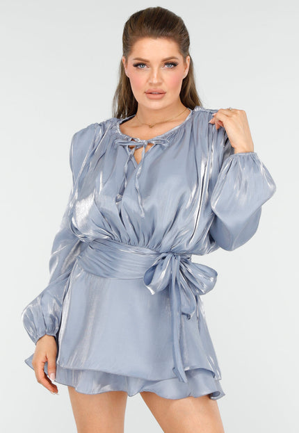 SALESELECTIE Glanzende Blauwe Mini Jurk