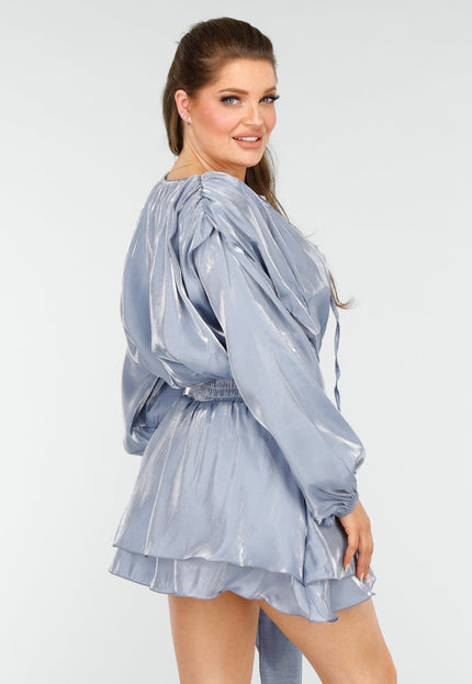 SALESELECTIE Glanzende Blauwe Mini Jurk