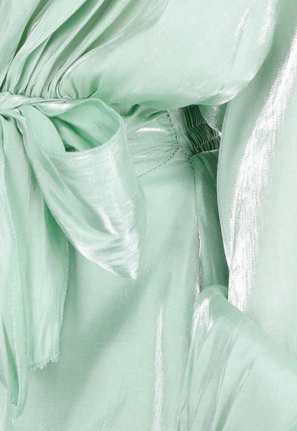 SALESELECTIE Glimmende Mintgroene Jurk met Strik