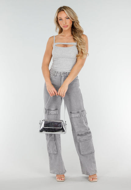 SALESELECTIE Grijze Cut-Out Top Stretch