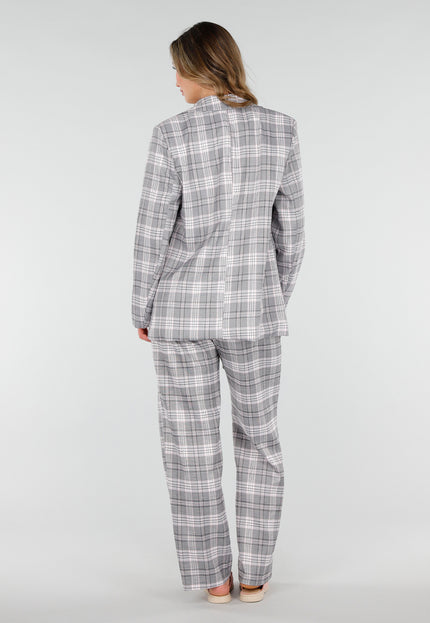 SALESELECTIE Grijze Geruite Blazer met Schoudervullingen