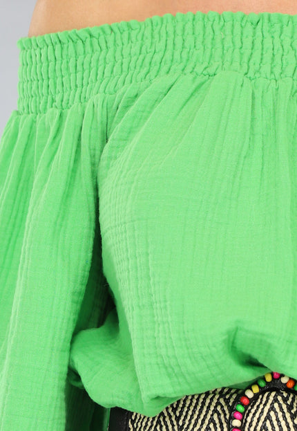 SALESELECTIE Groene Off Shoulder Mousseline Playsuit