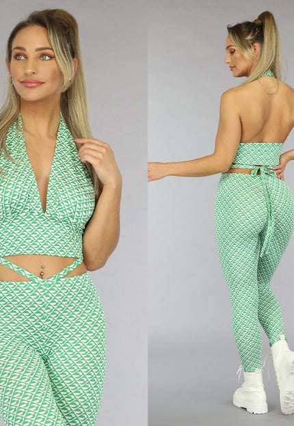 SALESELECTIE Groene Retro Halter Crop Top