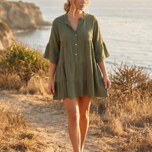 SALESELECTIE Khaki Linnenlook Tuniekjurk