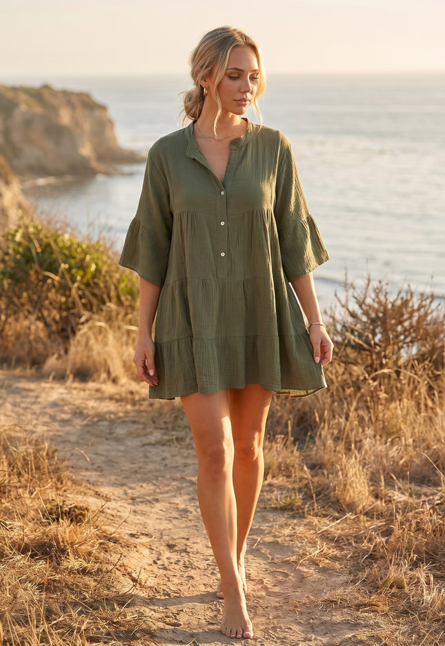 SALESELECTIE Khaki Linnenlook Tuniekjurk